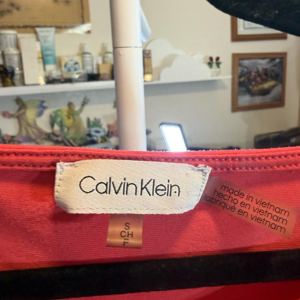 Calvin Klein Coral Sleeveless Top with Side Loop Detail - Picture 3 of 5